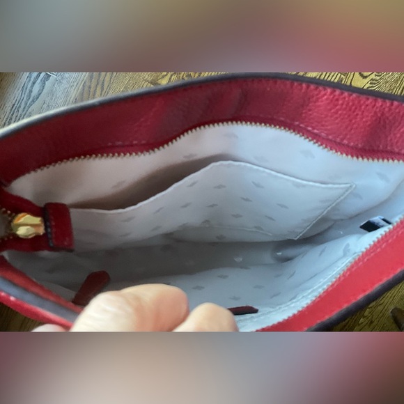 Kate Spade Lelia Top Zip Crossbody Pebbled Red Leather Purse - Picture 9 of 11